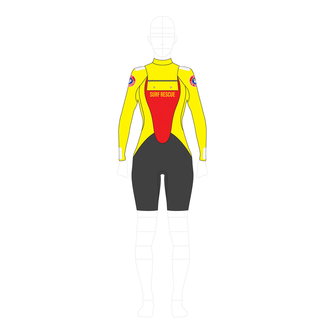 SLSA MEMBERS PATROL LONG SLEEVE CHEST ZIP 3MM SPRING SUIT - WOMENS