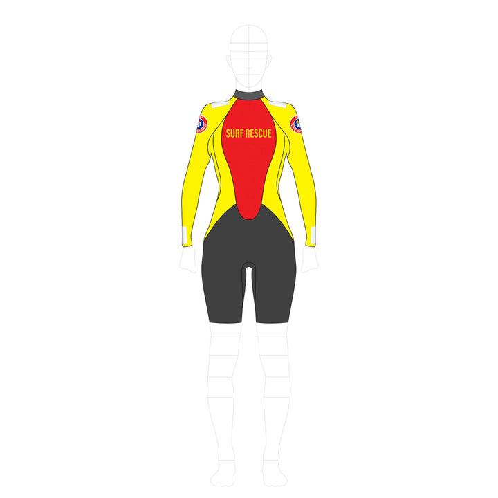 SLSA MEMBERS PATROL LONG SLEEVE BACK ZIP 3MM SPRING SUIT - WOMENS