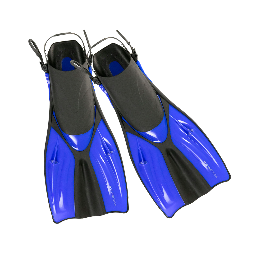 SHARKSKIN ADULT MASK, COMFORT SNORKEL & FIN SET WITH MESH BAG