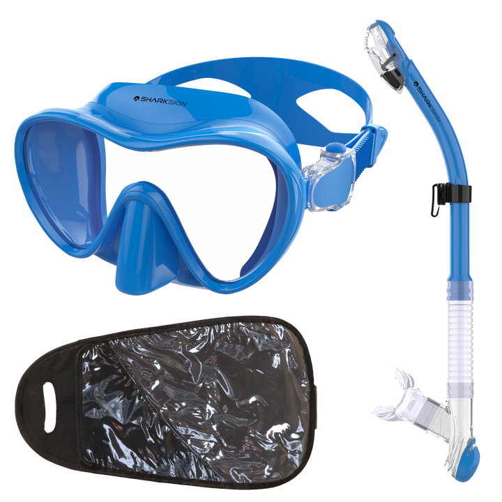 SHARKSKIN ADULT MASK & COMFORT DRY SNORKEL SET WITH MESH BAG