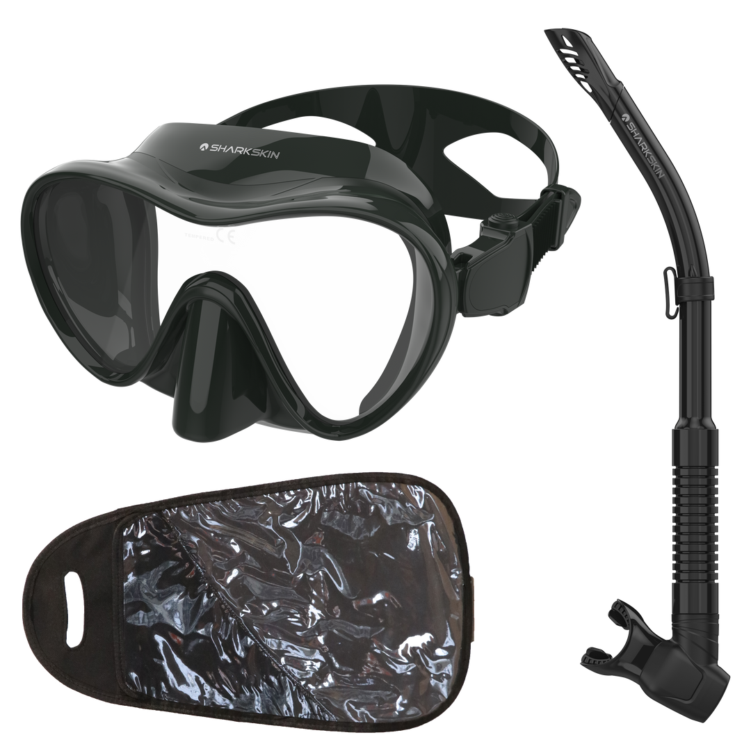 SHARKSKIN ADULT MASK & COMFORT SNORKEL SET WITH MESH BAG