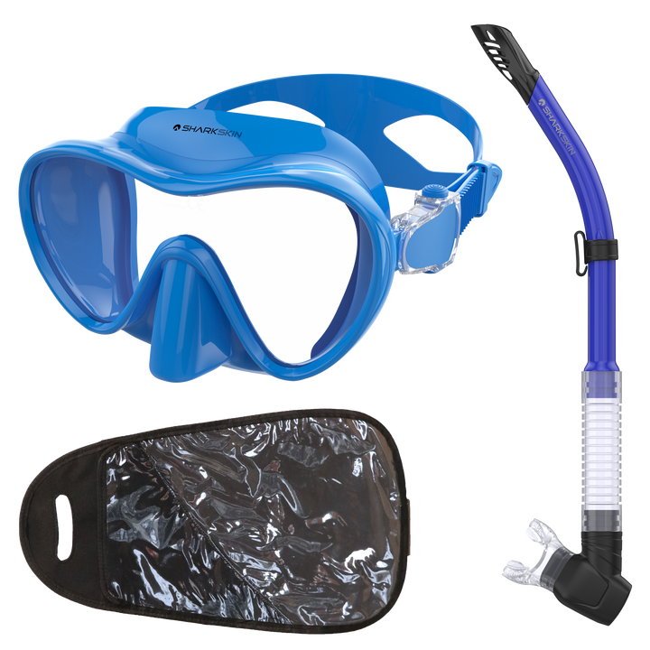SHARKSKIN ADULT MASK & COMFORT SNORKEL SET WITH MESH BAG
