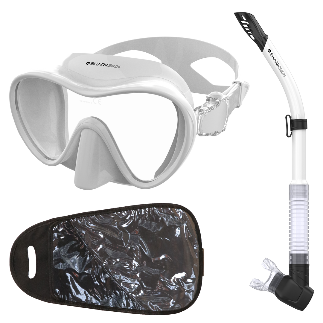 SHARKSKIN ADULT MASK & COMFORT SNORKEL SET WITH MESH BAG