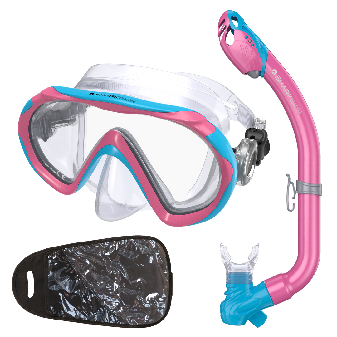 SHARKSKIN JUNIOR MASK & DRY SNORKEL SET WITH MESH BAG