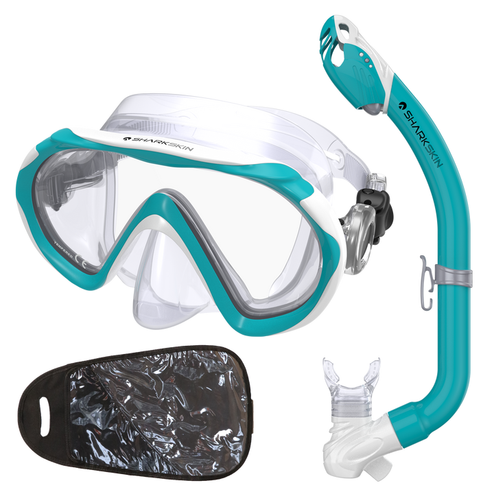 SHARKSKIN JUNIOR MASK & DRY SNORKEL SET WITH MESH BAG